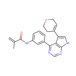 C=C(C)C(=O)Nc1cccc(-c2ncnc3[nH]cc(C4=CCOCC4)c23)c1 ZINC000218983894