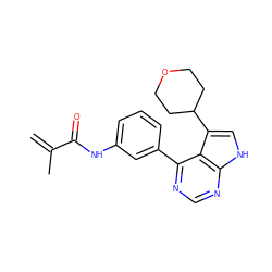 C=C(C)C(=O)Nc1cccc(-c2ncnc3[nH]cc(C4CCOCC4)c23)c1 ZINC000218982385