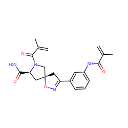 C=C(C)C(=O)Nc1cccc(C2=NO[C@]3(C2)C[C@@H](C(N)=O)N(C(=O)C(=C)C)C3)c1 ZINC000013478726