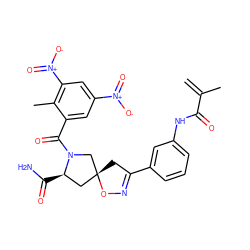 C=C(C)C(=O)Nc1cccc(C2=NO[C@]3(C2)C[C@@H](C(N)=O)N(C(=O)c2cc([N+](=O)[O-])cc([N+](=O)[O-])c2C)C3)c1 ZINC000017307148