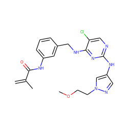 C=C(C)C(=O)Nc1cccc(CNc2nc(Nc3cnn(CCOC)c3)ncc2Cl)c1 ZINC000473109188