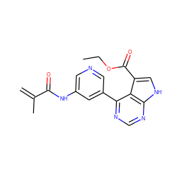 C=C(C)C(=O)Nc1cncc(-c2ncnc3[nH]cc(C(=O)OCC)c23)c1 ZINC000206767070