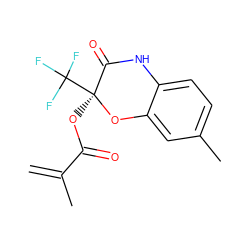 C=C(C)C(=O)O[C@@]1(C(F)(F)F)Oc2cc(C)ccc2NC1=O ZINC000003629233