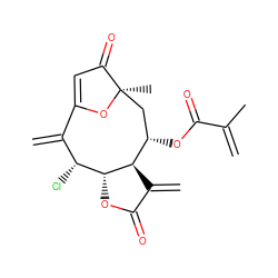 C=C(C)C(=O)O[C@H]1C[C@@]2(C)OC(=CC2=O)C(=C)[C@@H](Cl)[C@H]2OC(=O)C(=C)[C@H]12 ZINC000013585388