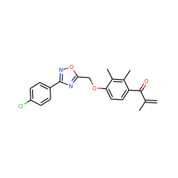 C=C(C)C(=O)c1ccc(OCc2nc(-c3ccc(Cl)cc3)no2)c(C)c1C ZINC000045262080