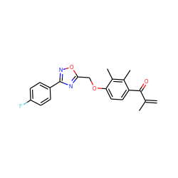 C=C(C)C(=O)c1ccc(OCc2nc(-c3ccc(F)cc3)no2)c(C)c1C ZINC000045303177