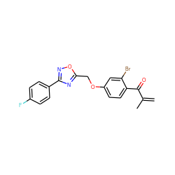 C=C(C)C(=O)c1ccc(OCc2nc(-c3ccc(F)cc3)no2)cc1Br ZINC000045245315