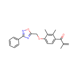 C=C(C)C(=O)c1ccc(OCc2nc(-c3ccccc3)no2)c(C)c1C ZINC000045254655