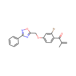 C=C(C)C(=O)c1ccc(OCc2nc(-c3ccccc3)no2)cc1Br ZINC000045262082