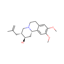 C=C(C)C[C@@H]1CN2CCc3cc(OC)c(OC)cc3[C@@H]2C[C@H]1O ZINC000071411247