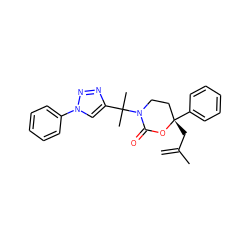 C=C(C)C[C@]1(c2ccccc2)CCN(C(C)(C)c2cn(-c3ccccc3)nn2)C(=O)O1 ZINC000114984140