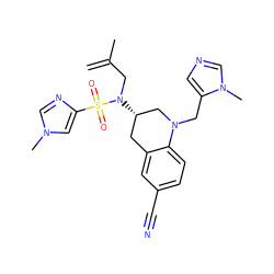 C=C(C)CN([C@H]1Cc2cc(C#N)ccc2N(Cc2cncn2C)C1)S(=O)(=O)c1cn(C)cn1 ZINC000013644624