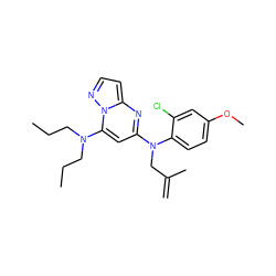 C=C(C)CN(c1cc(N(CCC)CCC)n2nccc2n1)c1ccc(OC)cc1Cl ZINC000072119793