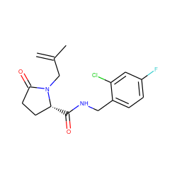 C=C(C)CN1C(=O)CC[C@H]1C(=O)NCc1ccc(F)cc1Cl ZINC000095565714