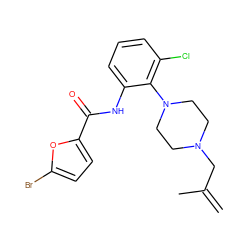 C=C(C)CN1CCN(c2c(Cl)cccc2NC(=O)c2ccc(Br)o2)CC1 ZINC000062241838