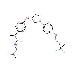 C=C(C)CNC(=O)[C@@H](C)c1ccc(O[C@@H]2CCN(c3ccc(OC[C@@H]4CC4(F)F)cn3)C2)cc1 ZINC001772608755