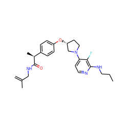 C=C(C)CNC(=O)[C@@H](C)c1ccc(O[C@@H]2CCN(c3ccnc(NCCC)c3F)C2)cc1 ZINC001772618537