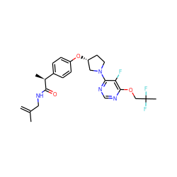 C=C(C)CNC(=O)[C@@H](C)c1ccc(O[C@@H]2CCN(c3ncnc(OCC(C)(F)F)c3F)C2)cc1 ZINC001772598858