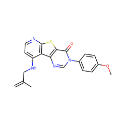 C=C(C)CNc1ccnc2sc3c(=O)n(-c4ccc(OC)cc4)cnc3c12 ZINC000071280479