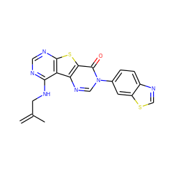 C=C(C)CNc1ncnc2sc3c(=O)n(-c4ccc5ncsc5c4)cnc3c12 ZINC000071281747