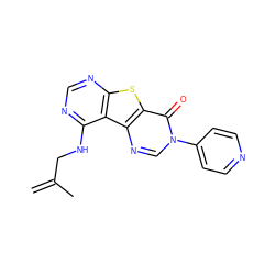 C=C(C)CNc1ncnc2sc3c(=O)n(-c4ccncc4)cnc3c12 ZINC000071281506