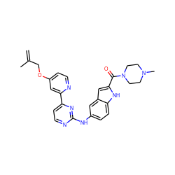 C=C(C)COc1ccnc(-c2ccnc(Nc3ccc4[nH]c(C(=O)N5CCN(C)CC5)cc4c3)n2)c1 ZINC000144229024