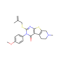 C=C(C)CSc1nc2sc3c(c2c(=O)n1-c1ccc(OC)cc1)CCN(C)C3 ZINC000019939922