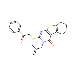 C=C(C)Cn1c(SCC(=O)c2ccccc2)nc2sc3c(c2c1=O)CCCC3 ZINC000000870370