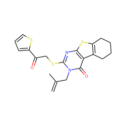 C=C(C)Cn1c(SCC(=O)c2cccs2)nc2sc3c(c2c1=O)CCCC3 ZINC000000909640