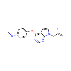 C=C(C)Cn1ccc2c(Oc3ccc(NC)cc3)ncnc21 ZINC000095555336