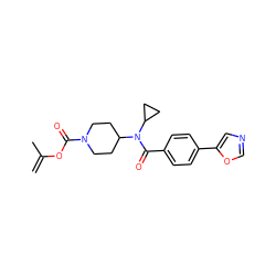 C=C(C)OC(=O)N1CCC(N(C(=O)c2ccc(-c3cnco3)cc2)C2CC2)CC1 ZINC000207697222