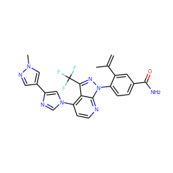 C=C(C)c1cc(C(N)=O)ccc1-n1nc(C(F)(F)F)c2c(-n3cnc(-c4cnn(C)c4)c3)ccnc21 ZINC000169703577