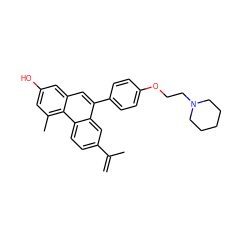 C=C(C)c1ccc2c(c1)c(-c1ccc(OCCN3CCCCC3)cc1)cc1cc(O)cc(C)c12 ZINC000013494069