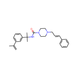 C=C(C)c1cccc(C(C)(C)NC(=O)N2CCN(C/C=C/c3ccccc3)CC2)c1 ZINC000055464394