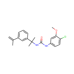 C=C(C)c1cccc(C(C)(C)NC(=O)Nc2ccc(Cl)c(OC)c2)c1 ZINC000095577072