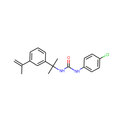 C=C(C)c1cccc(C(C)(C)NC(=O)Nc2ccc(Cl)cc2)c1 ZINC000005377725