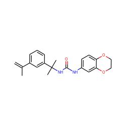 C=C(C)c1cccc(C(C)(C)NC(=O)Nc2ccc3c(c2)OCCO3)c1 ZINC000003168761