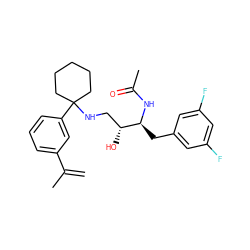 C=C(C)c1cccc(C2(NC[C@@H](O)[C@H](Cc3cc(F)cc(F)c3)NC(C)=O)CCCCC2)c1 ZINC000058482715