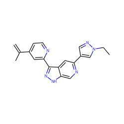 C=C(C)c1ccnc(-c2n[nH]c3cnc(-c4cnn(CC)c4)cc23)c1 ZINC000224617786