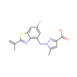 C=C(C)c1nc2c(Cn3nc(C(=O)O)cc3C)cc(Cl)cc2s1 ZINC000208112212