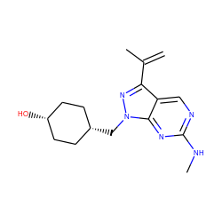 C=C(C)c1nn(C[C@H]2CC[C@@H](O)CC2)c2nc(NC)ncc12 ZINC000144263538