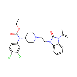 C=C(C)n1c(=O)n(CCN2CCC(N(C(=O)OCC)c3ccc(Cl)c(Cl)c3)CC2)c2ccccc21 ZINC000095593632