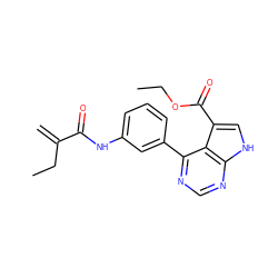 C=C(CC)C(=O)Nc1cccc(-c2ncnc3[nH]cc(C(=O)OCC)c23)c1 ZINC000206766894