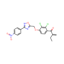 C=C(CC)C(=O)c1ccc(OCc2nc(-c3ccc([N+](=O)[O-])cc3)no2)c(Cl)c1Cl ZINC000045260093