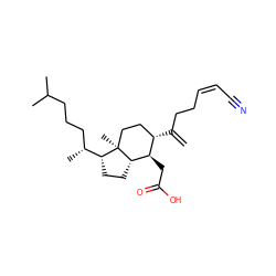 C=C(CC/C=C\C#N)[C@H]1CC[C@@]2(C)[C@@H](CC[C@@H]2[C@H](C)CCCC(C)C)[C@@H]1CC(=O)O ZINC000003919773