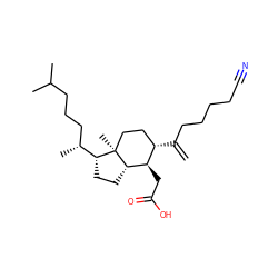 C=C(CCCCC#N)[C@H]1CC[C@@]2(C)[C@@H](CC[C@@H]2[C@H](C)CCCC(C)C)[C@@H]1CC(=O)O ZINC000003919772