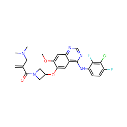 C=C(CN(C)C)C(=O)N1CC(Oc2cc3c(Nc4ccc(F)c(Cl)c4F)ncnc3cc2OC)C1 ZINC000201598518