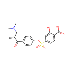 C=C(CN(C)C)C(=O)c1ccc(OS(=O)(=O)c2ccc(C(=O)O)c(O)c2)cc1 ZINC000013741925