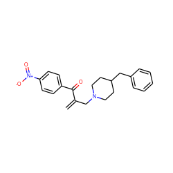 C=C(CN1CCC(Cc2ccccc2)CC1)C(=O)c1ccc([N+](=O)[O-])cc1 ZINC000029045652