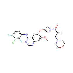 C=C(CN1CCOCC1)C(=O)N1CC(Oc2cc3c(Nc4ccc(F)c(Cl)c4F)ncnc3cc2OC)C1 ZINC000166261257